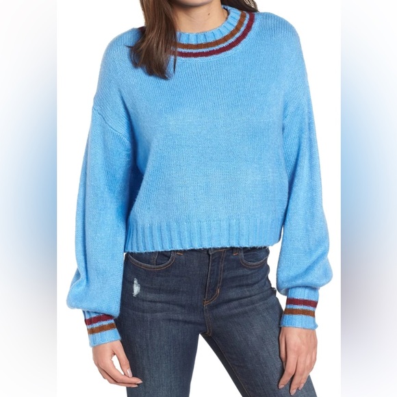 CODEXMODE Blue cropped long bell sleeve sweater - Large - Picture 4 of 7